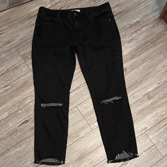 Free People Black Distressed Ankle Jeans - Picture 1 of 7